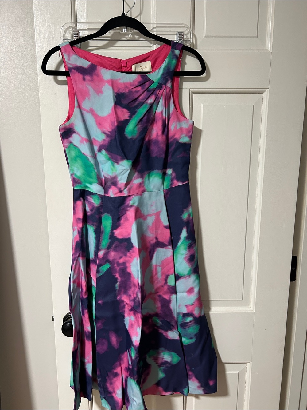Kate Spade Floral Fit-and-Flare Dress in Navy, Pink & Teal